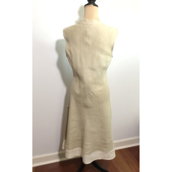Natalie Lavalle Taller Linen Dress Womens 6 Tan Neutral  Tulip Hem Lagenlook - Picture 10 of 16